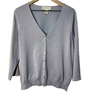 NORTON MCNAUGHTON Blue Silk Blend Cardigan Sweater Women’s XL.